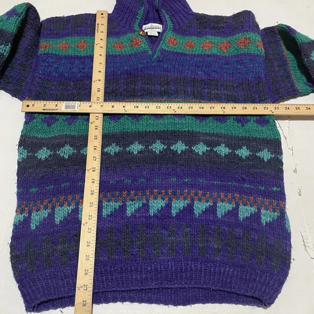 Amos & Andes‎ Imports Mens Wool Sweater Size Large Fair Isle Geometric Pullover